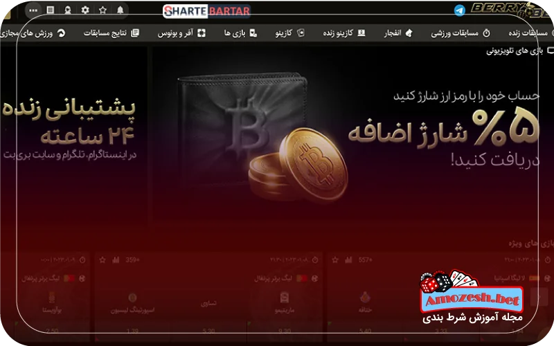 امکانات سایت شرط بندی بری بت